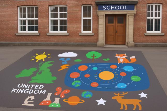 Geography and Science Playground Markings in Downend